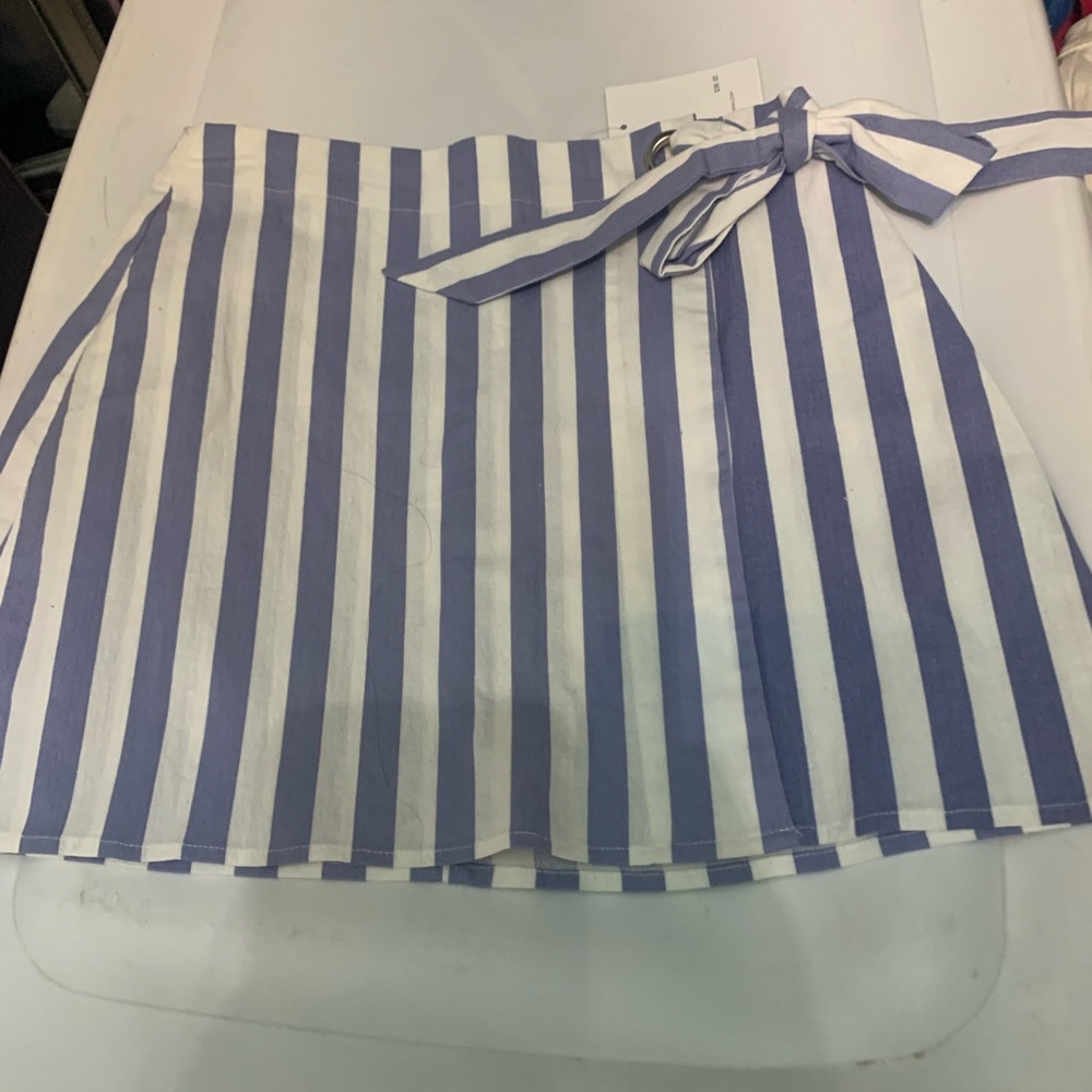 Blue and white striped skirt with a tie on the side size 2 New with tags